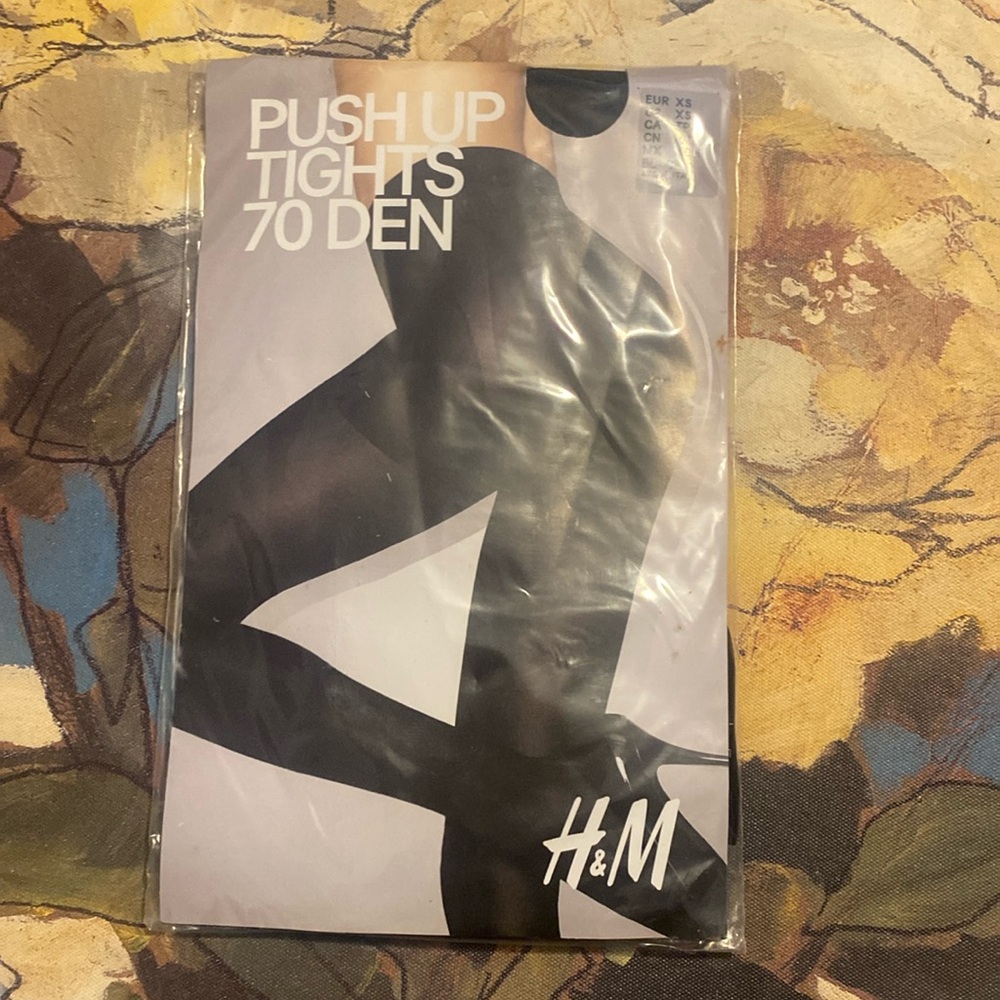 1 Pair Black Push Up Tights - Picture 1 of 2